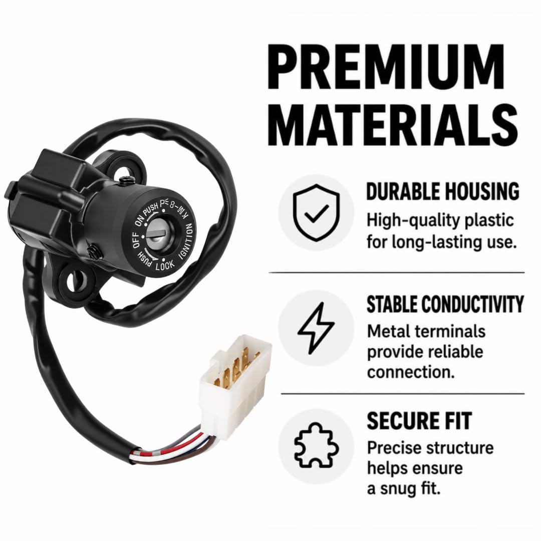 Ignition Key Switch & Steering Lock for Kawasaki Ninja ZX6R ZX636 ZX6RR ZX10R Z1000 Z750S 2005-2022 with Keys | 27005-5137 - Image 5