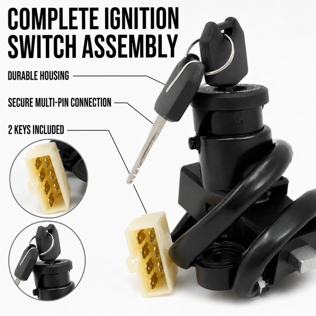Ignition Key Switch & Steering Lock for Kawasaki Ninja ZX6R ZX636 ZX6RR ZX10R Z1000 Z750S 2005-2022 with Keys | 27005-5137 - Image 3