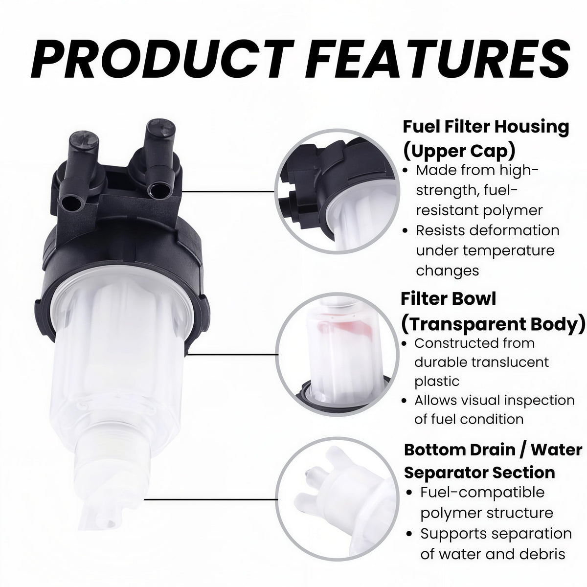 35-8M0134466 2* Fuel Filter for Mercury Marine 4-Stroke 9.9HP 10HP 15HP 20HP 25HP 30HP 2/3 Cylinder Sea Pro Models 8mm
