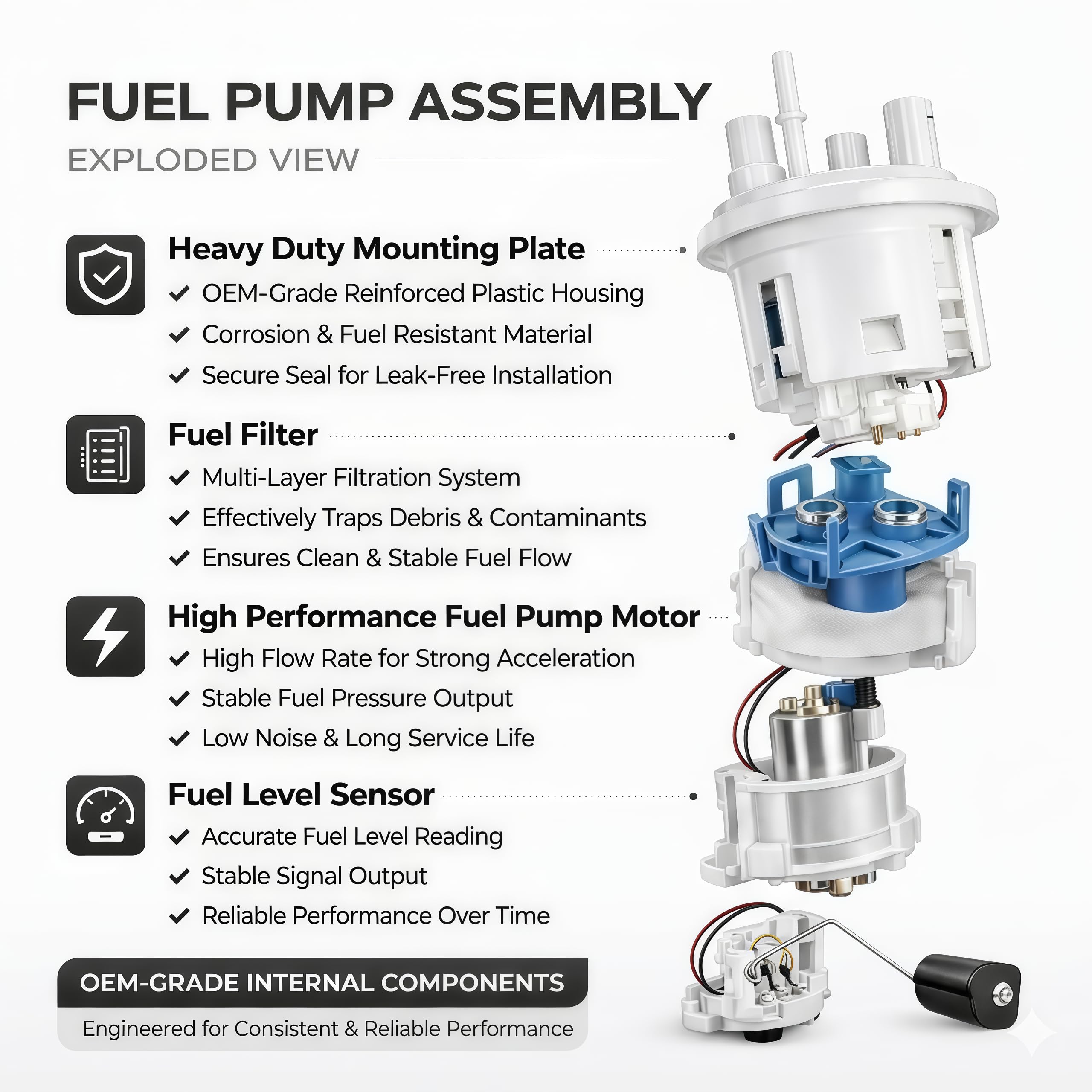 Fuel Pump Assembly for Honda CBR600RR 2007–2012 - for 2013–2026 Models – 16700-MFJ-D03