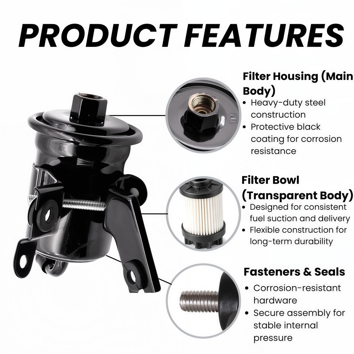 23300-50090 Fuel Filter With Bracket for 1998–2007 Lexus LX470 UZJ100 for Toyota Land Cruiser FZJ100 4.7L V8 2UZ-FE