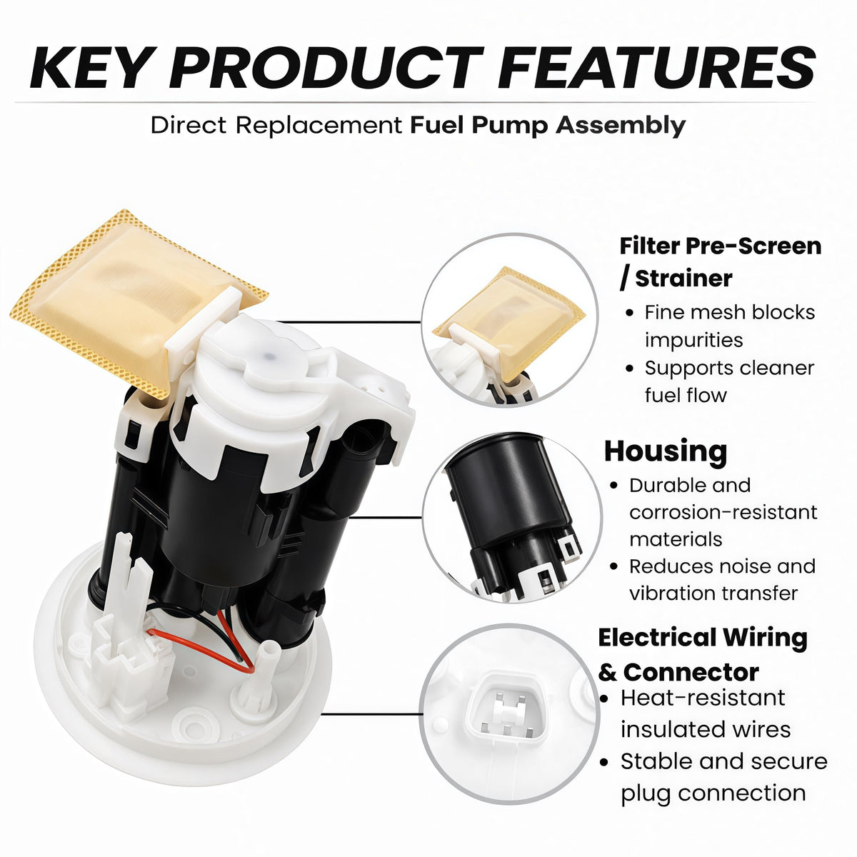 MR566825 Fuel Pump Assembly for Mitsubishi Lancer 2002–2003 2.0L ES LS OZ Rally Sedan