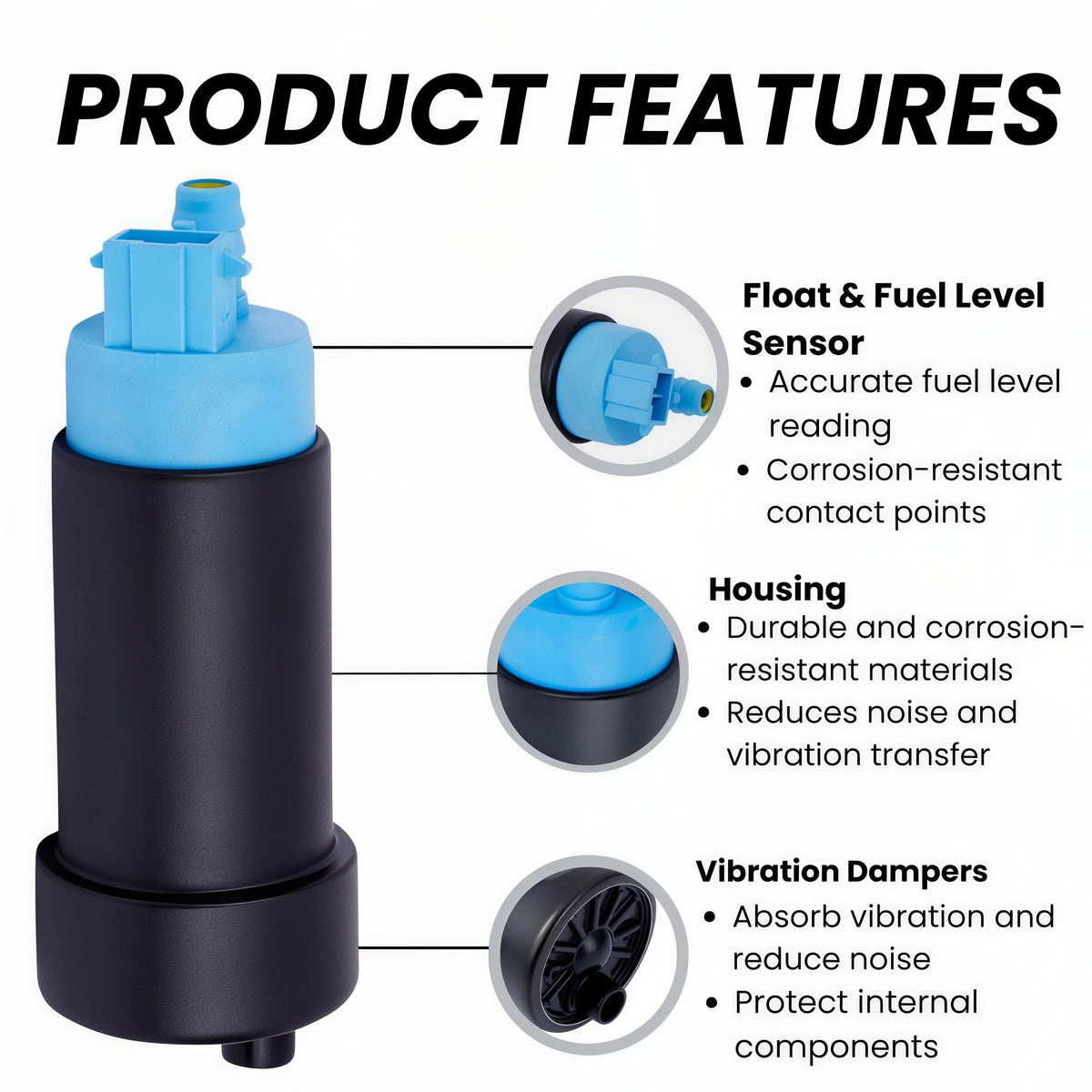 Fuel Pump with Regulator & Gasket for 2004–2017 Harley Dyna Fat Bob FXDF, Super Glide FXDC, Wide Glide FXDWG, Street Bob