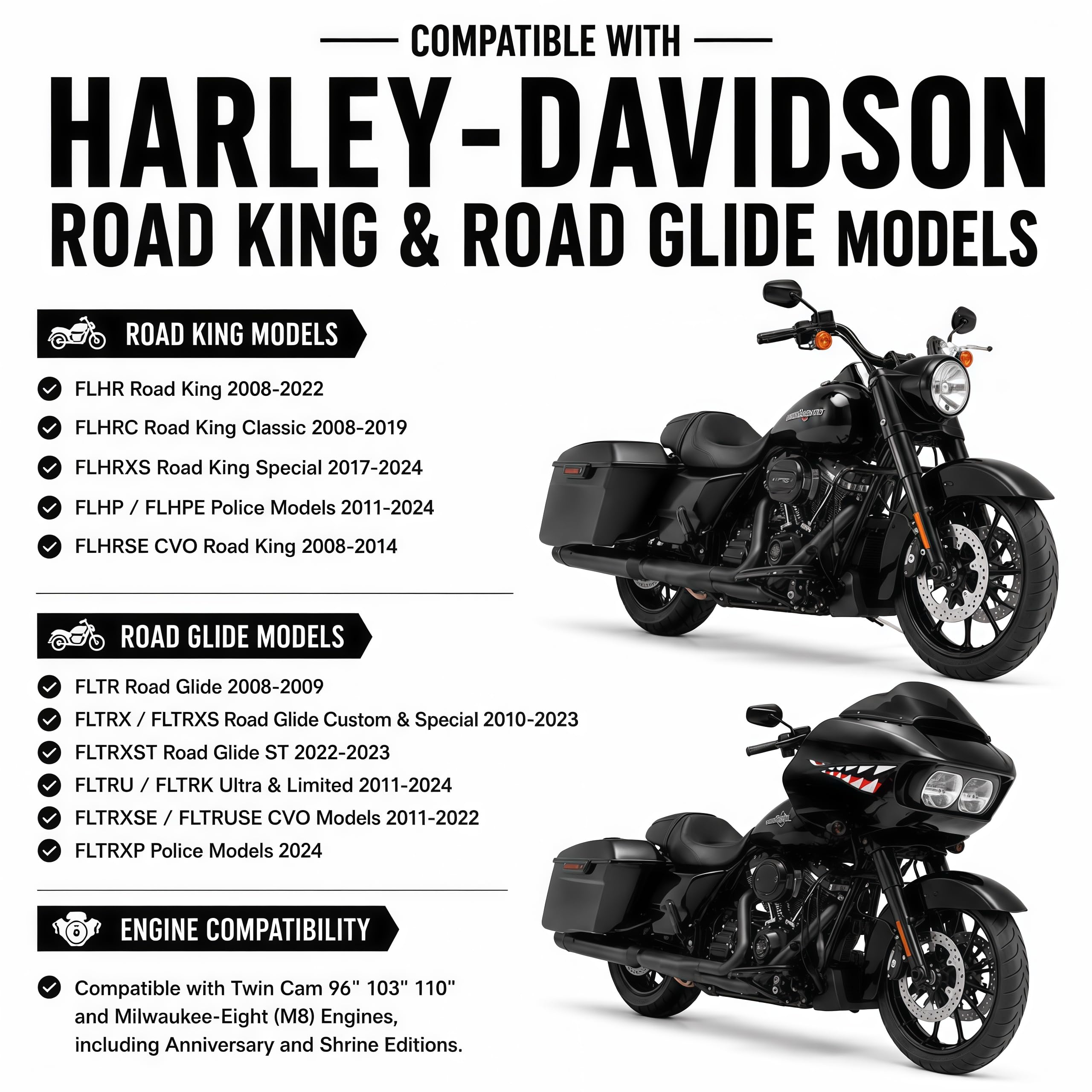 Fuel Pump for 2008–2024 Harley Touring Street Glide/Road Glide/Electra Glide/Ultra/Road King/Tri Glide FLH FLR FLT FLS