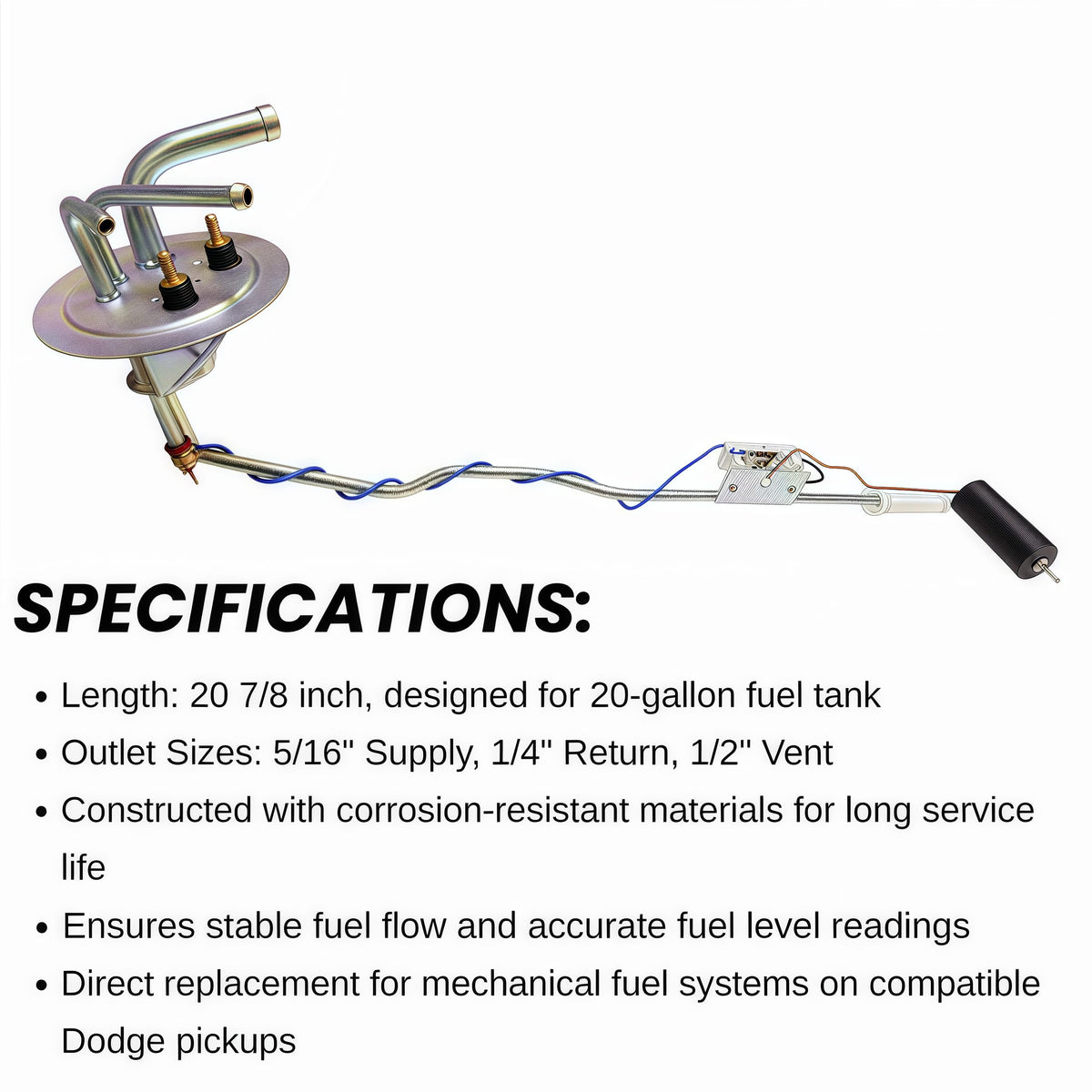 Fuel Tank Sending Unit for Dodge D100 1980/1984–1987, D150 1981–1987, D250 1981–1987, D350 1981–1987, W100 1984–1987