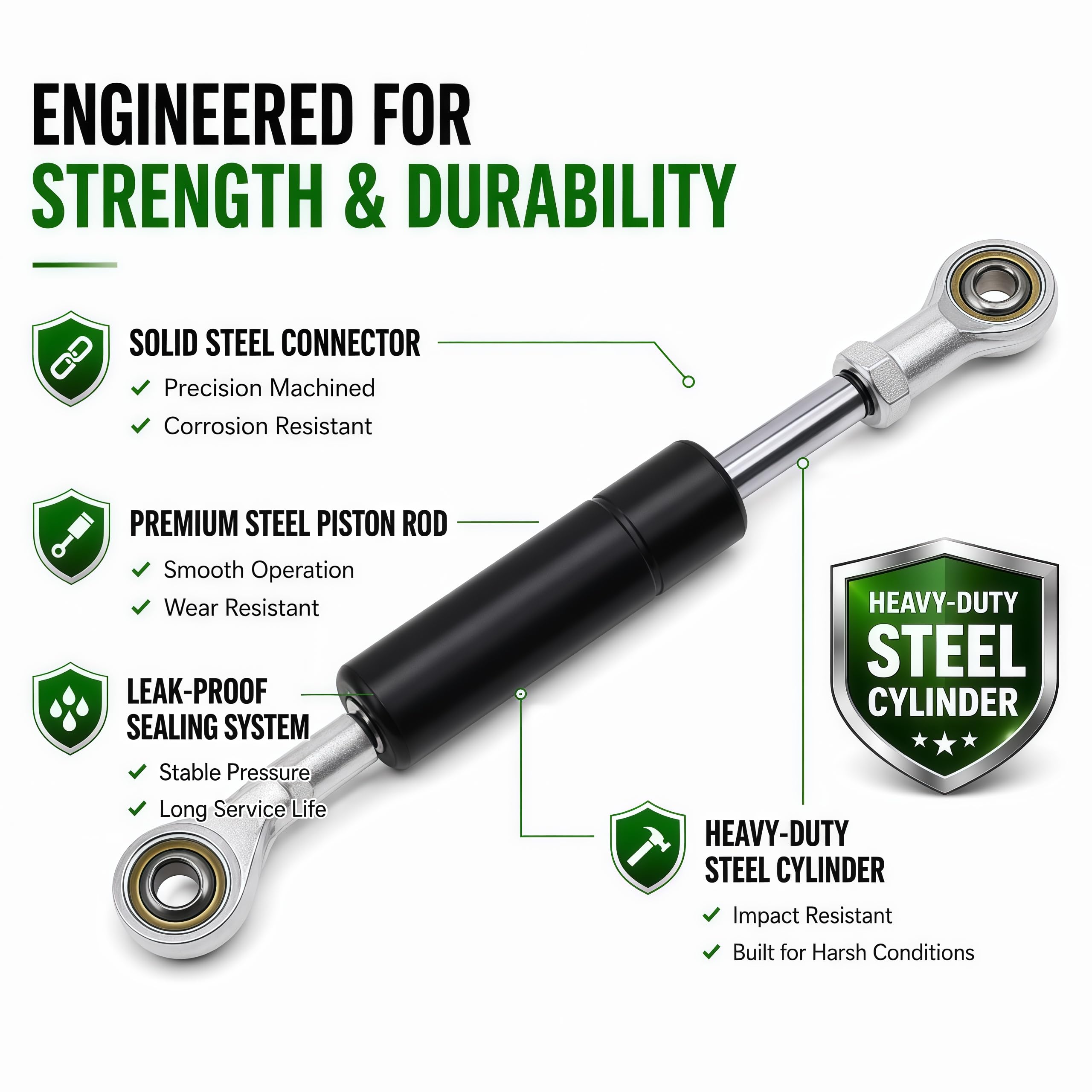 2-Pack Cab Door Gas Strut for John Deere Backhoe Loader 310J 310SJ 310K 310SK 310K EP, Fits 410J 410K 315J 325SK 710J 710K Lift Support | AT340156 - Image 5
